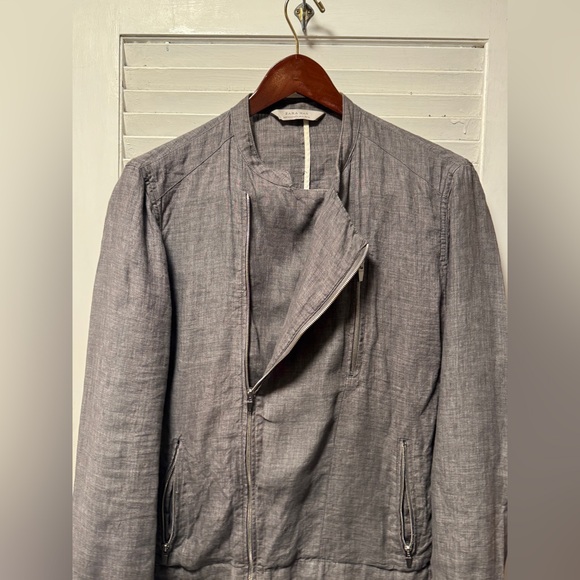 Zara Man grey linen biker jacket. - Picture 3 of 4
